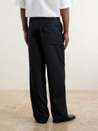 Auralee - Wide-Leg Wool Herringbone Cargo Trousers - Black