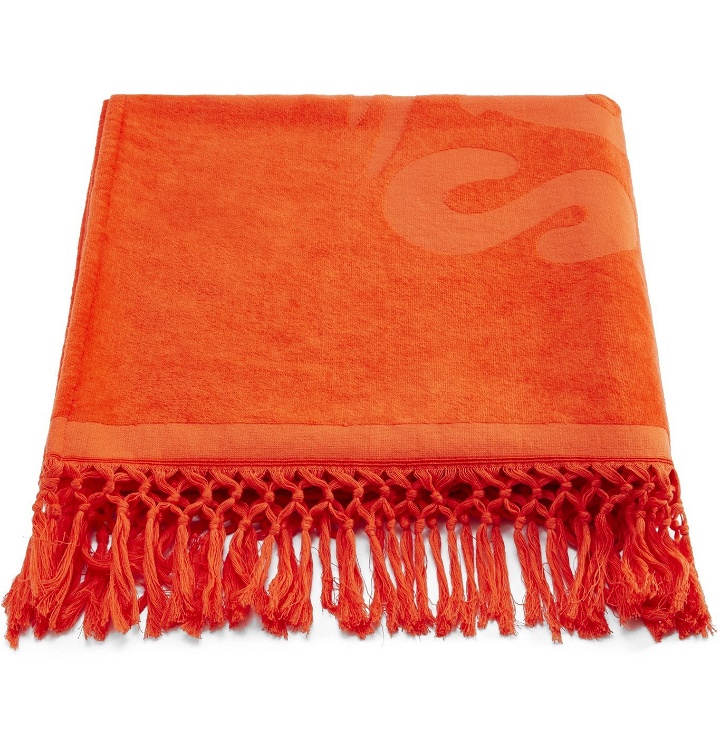 Photo: Loewe - Paula's Ibiza Tasselled Logo-Print Cotton Beach Towel - Orange