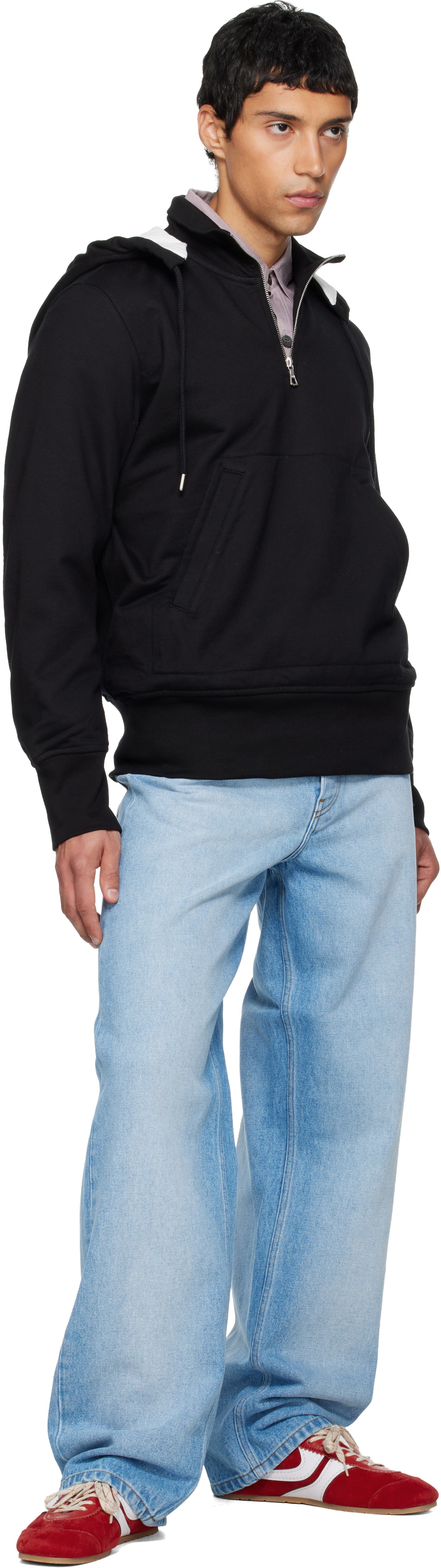 Dries Van Noten Black Half-Zip Hoodie