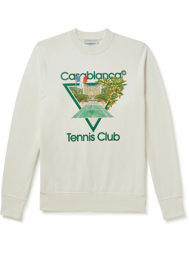 Photo: Casablanca - Tennis Club Printed Organic Cotton-Jersey Sweatshirt - Neutrals