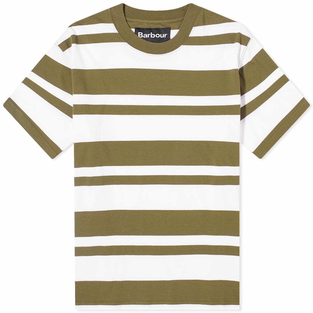 Photo: Barbour Men's OS Friars Stripe T-Shirt in Mid Olive
