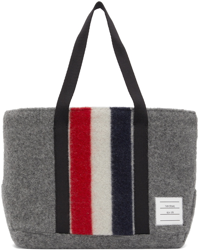 Photo: Thom Browne Grey Wool Stripe Small Tool Tote