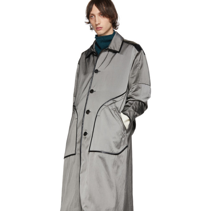 Kiko Kostadinov Silver Cocoon Double Pocket Coat