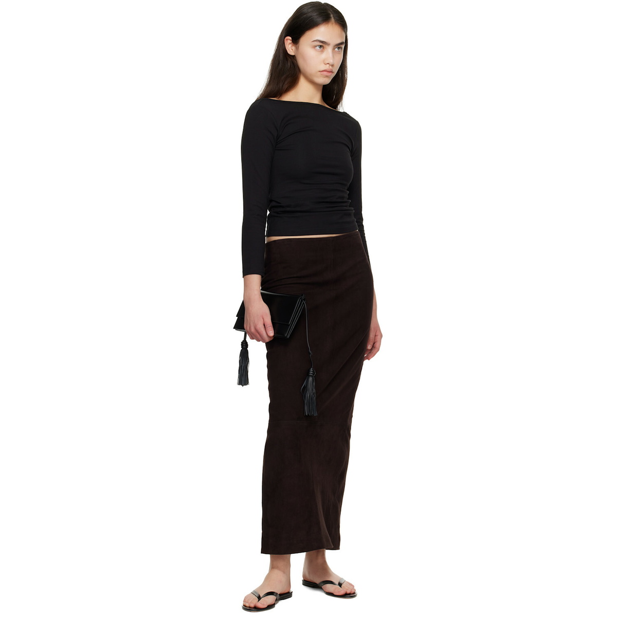 St. Agni Black Soft Jersey Ballerina Long Sleeve T-shirt