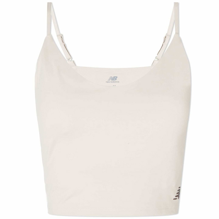 Photo: New Balance Women's Linear Heritage Soft Bra Top in Moonrock