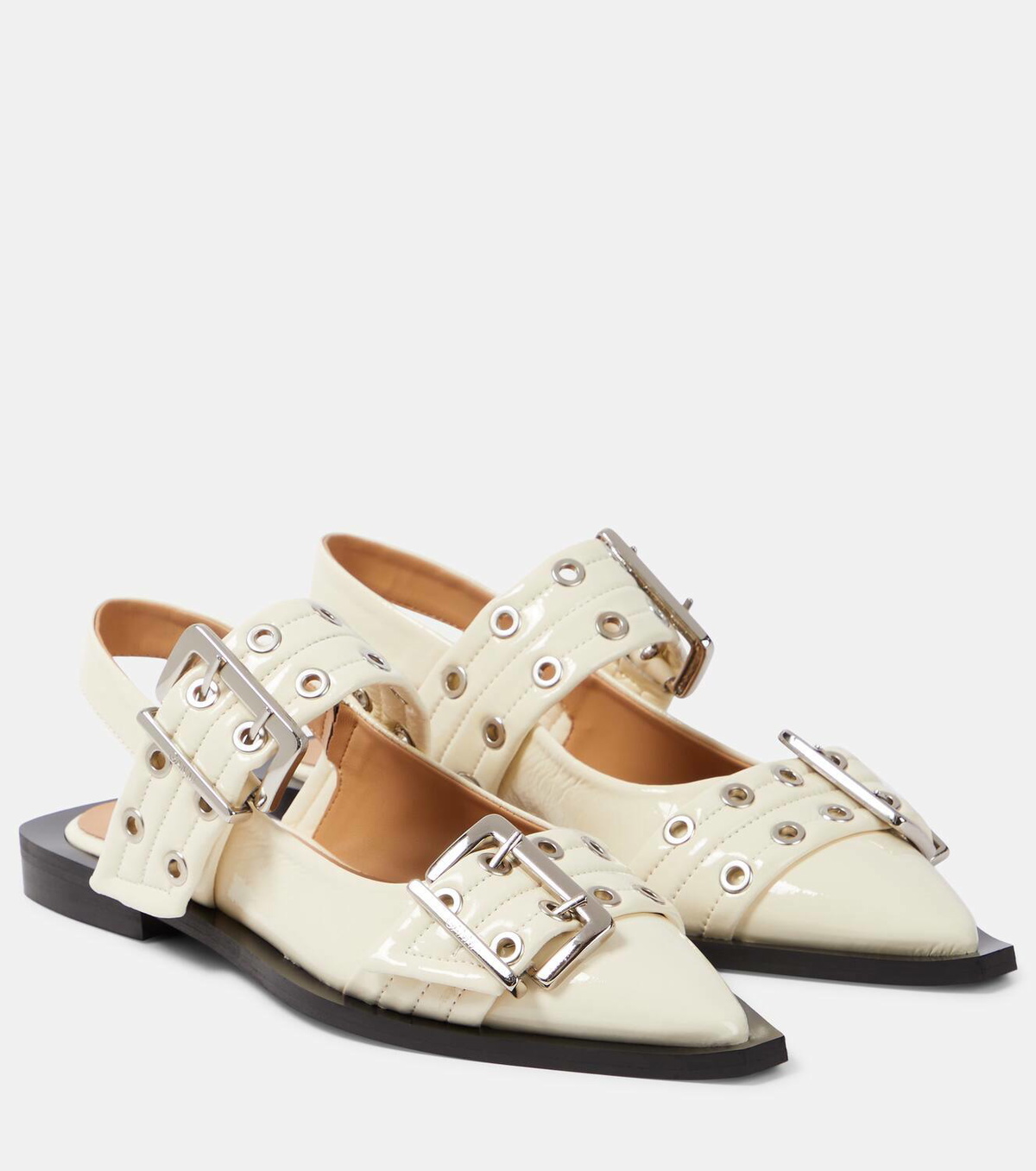 【送料&関税込】Ganni Faux Leather Ballet Flats Snake-effect faux leather ballet flats in multicoloured