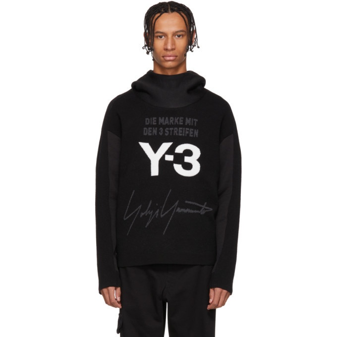 Photo: Y-3 Black and White Stacked Logo Hoodie