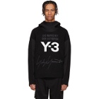 Y-3 Black and White Stacked Logo Hoodie