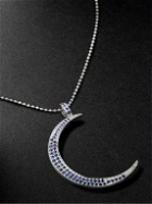 Sydney Evan - Large Moon White Gold Sapphire Necklace