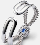Yeprem Reign Supreme 18kt white gold bangle with diamonds and sapphire