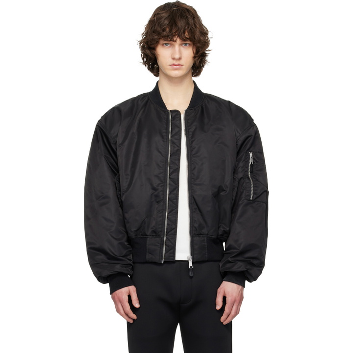 Photo: Entire Studios Black Cropped Broad Bomber Jacket