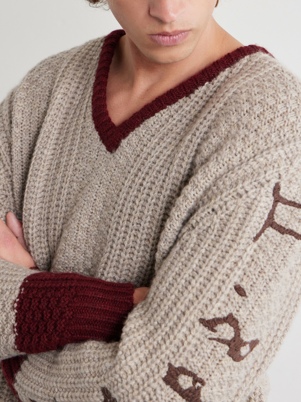 Enfants Riches Déprimés - Nu Sur Papier (IV) Embroidered Cashmere Sweater - Neutrals