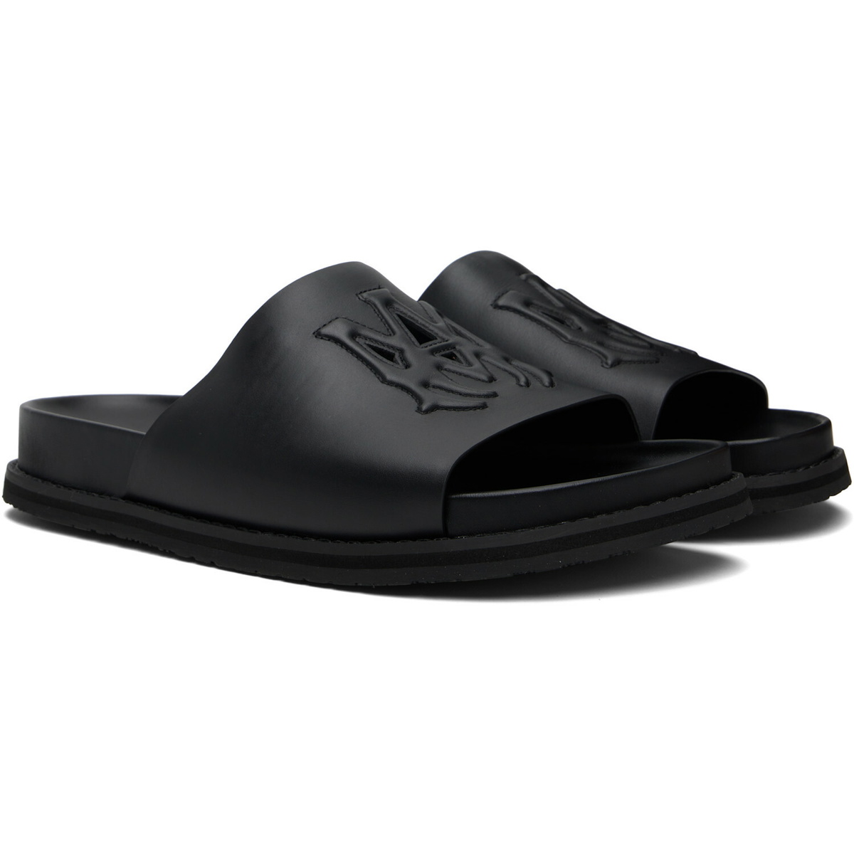 AMIRI Black MA Leather Pool Slides