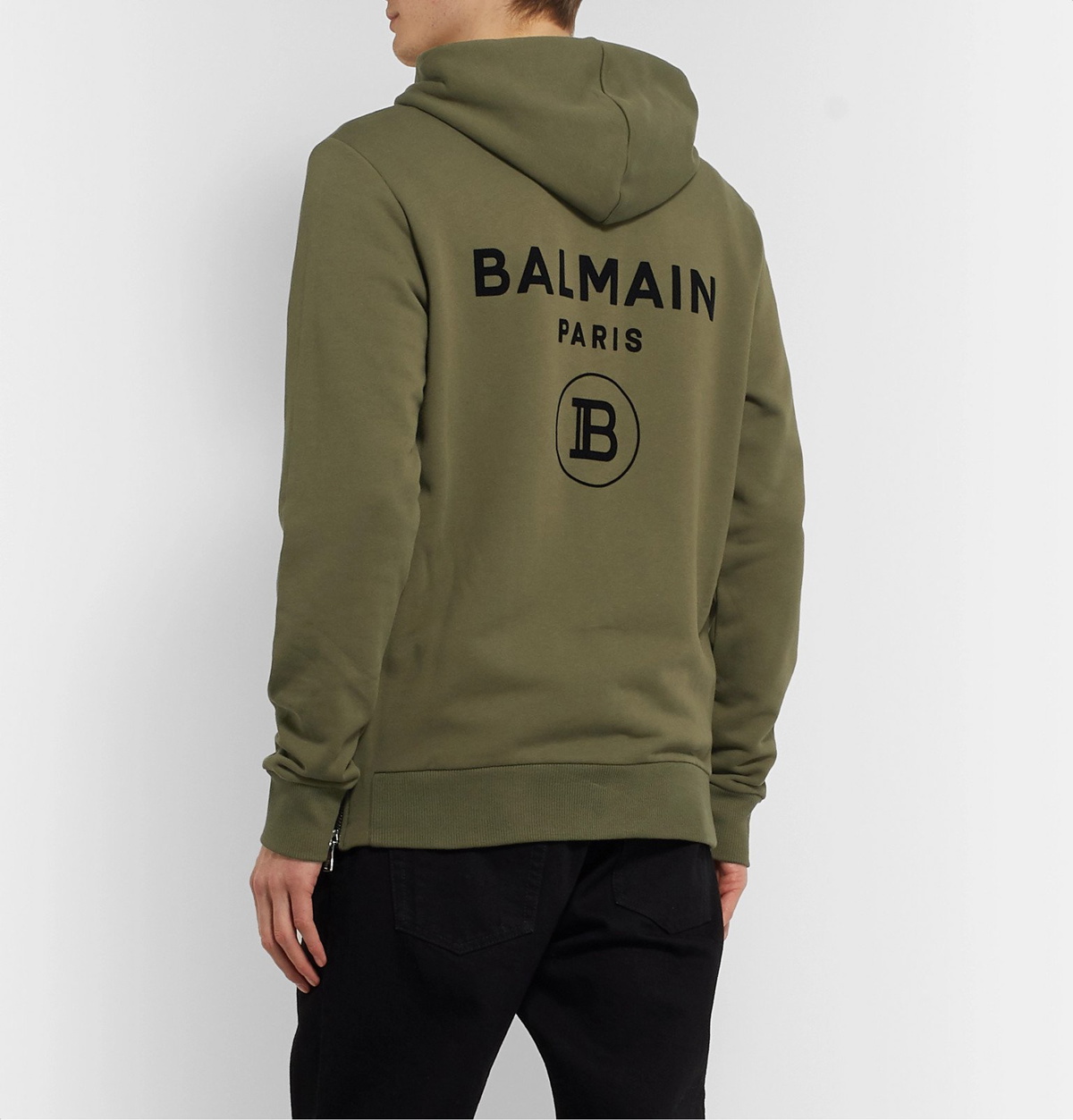 Balmain - Fleece-Back Stretch-Cotton Jersey Hoodie - Green Balmain