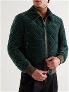 TOM FORD - Leather-Trimmed Quilted Cotton-Velvet Blouson Jacket - Green