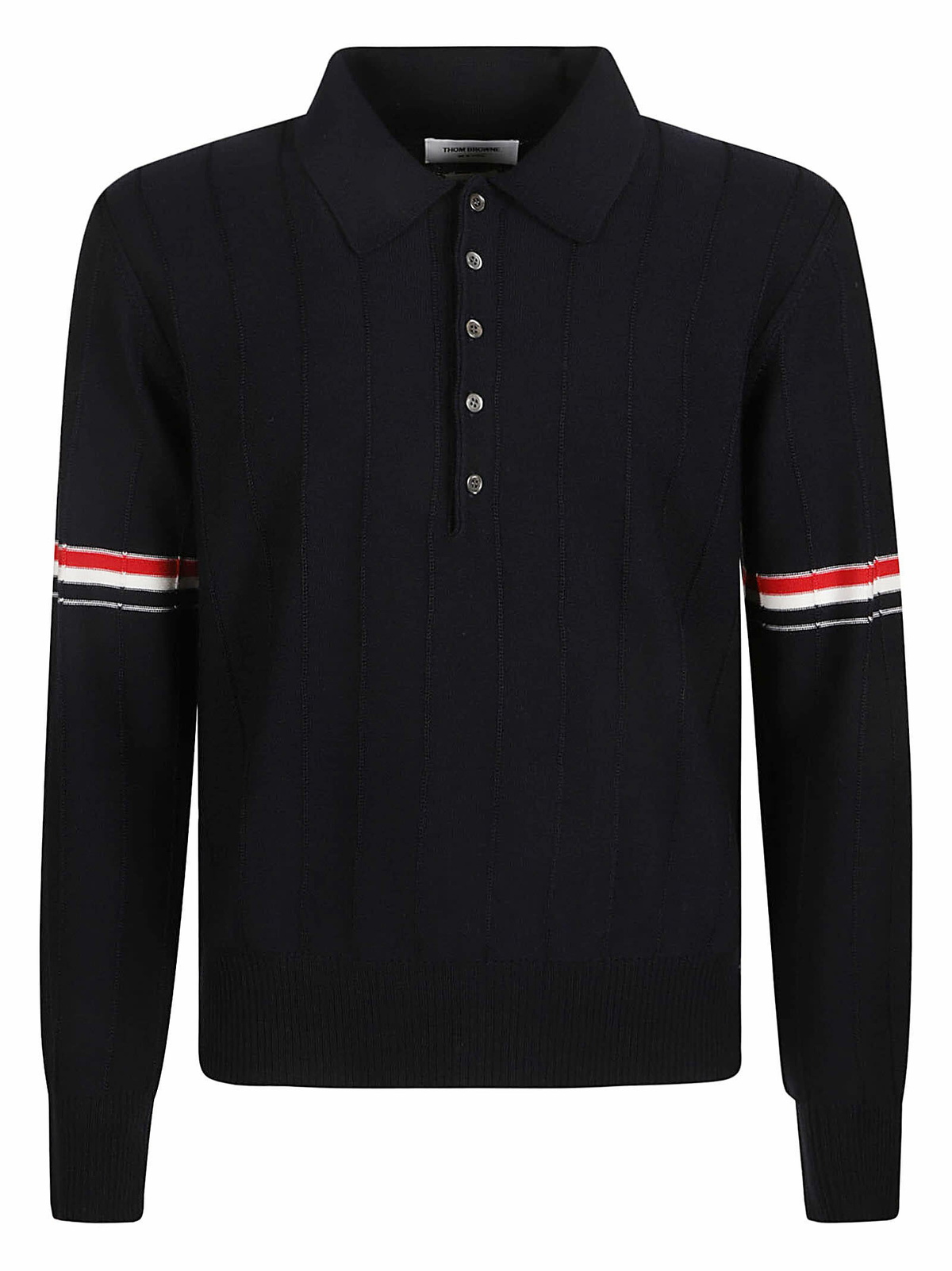 Thom Browne Rwb-striped Long-sleeved Polo Shirt Thom Browne