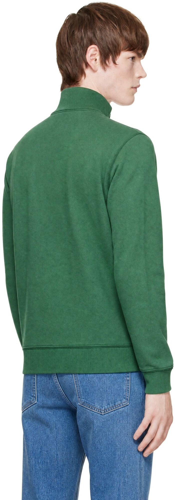 Drake's Green Cotton Zip Through Track Jacket