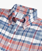 Brooks Brothers Men's Regent Regular-Fit Sport Shirt, Oxford Madras Plaid | Red/Blue
