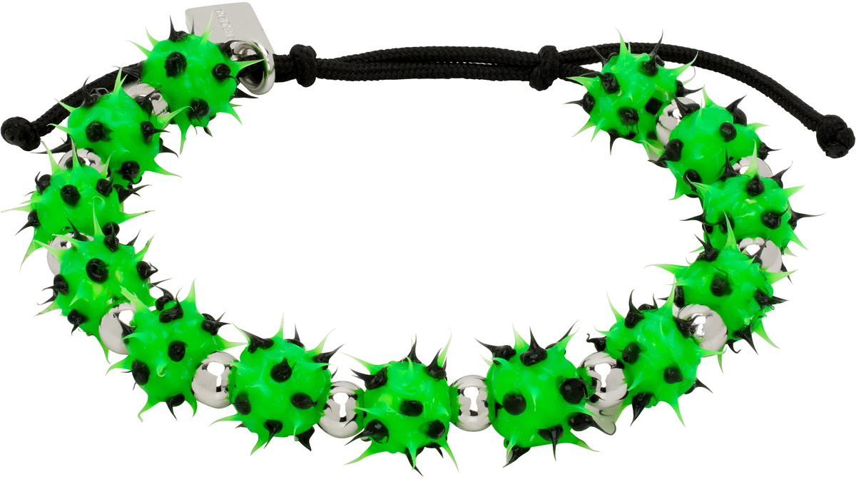 Balenciaga Green & Silver Malibu Silicone Bracelet Balenciaga