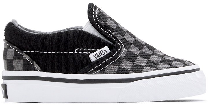 Photo: Vans Baby Black & Gray Checkerboard Slip-On V Sneakers