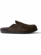 Mr P. - David Shearling-Lined Suede Slippers - Brown