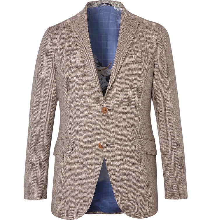 Photo: Etro - Beige Slim-Fit Herringbone Wool Blazer - Neutrals