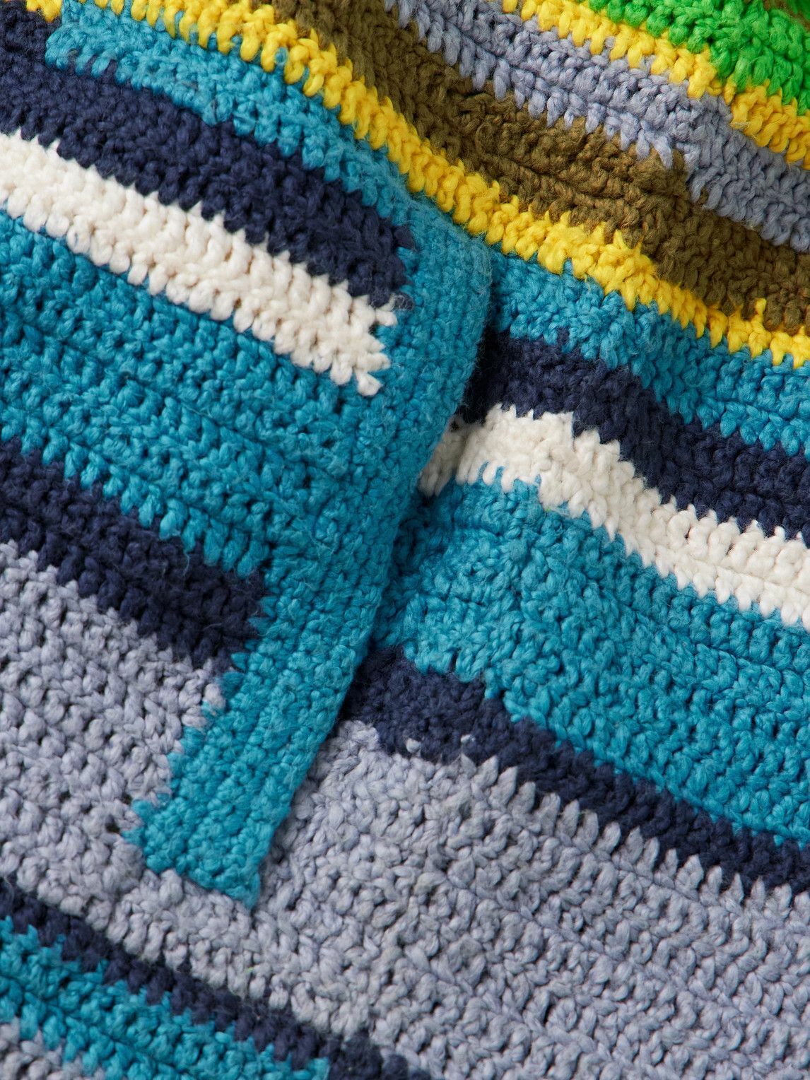 The Elder Statesman - Striped Crocheted Organic Cotton Jacket - Green