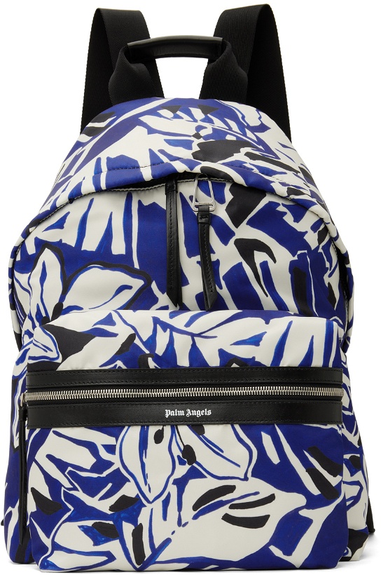 Photo: Palm Angels White & Blue Graphic Backpack