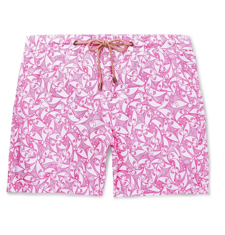 Photo: Thorsun - Pescado Slim-Fit Mid-Length Printed Shell Swim Shorts - Pink