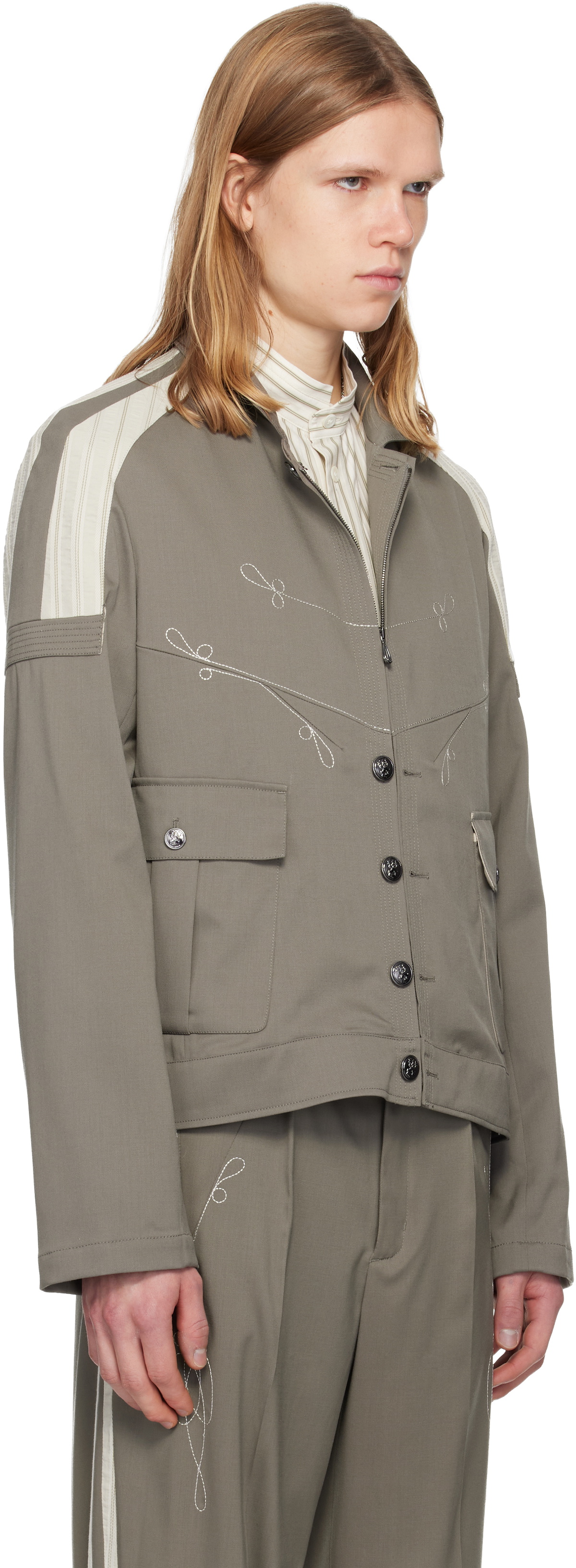 Kiko Kostadinov Gray Fitz Military Blazer
