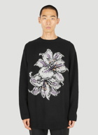 Intarsia Flower Sweater in Black