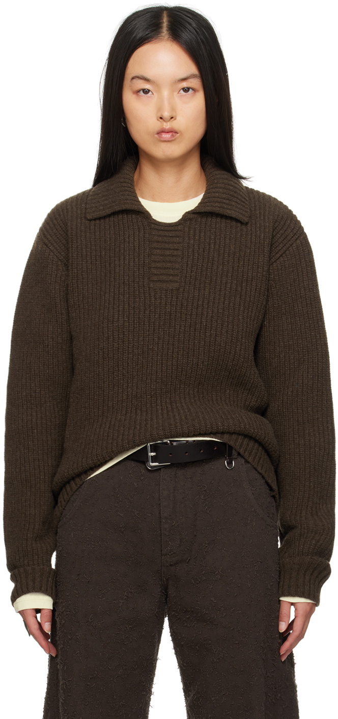 mfpen Brown Collar Sweater