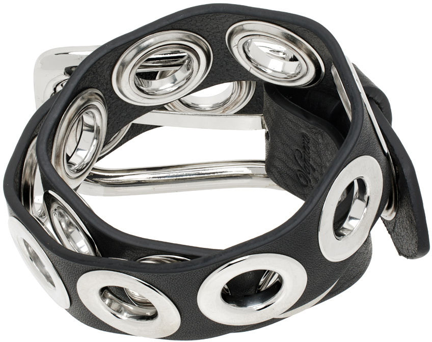 VAQUERA Black Grommeted Leather Bracelet