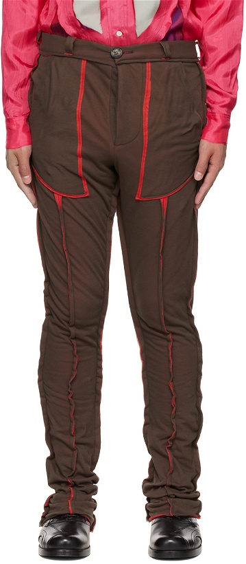 Photo: Edward Cuming Brown & Red Paneled Trousers