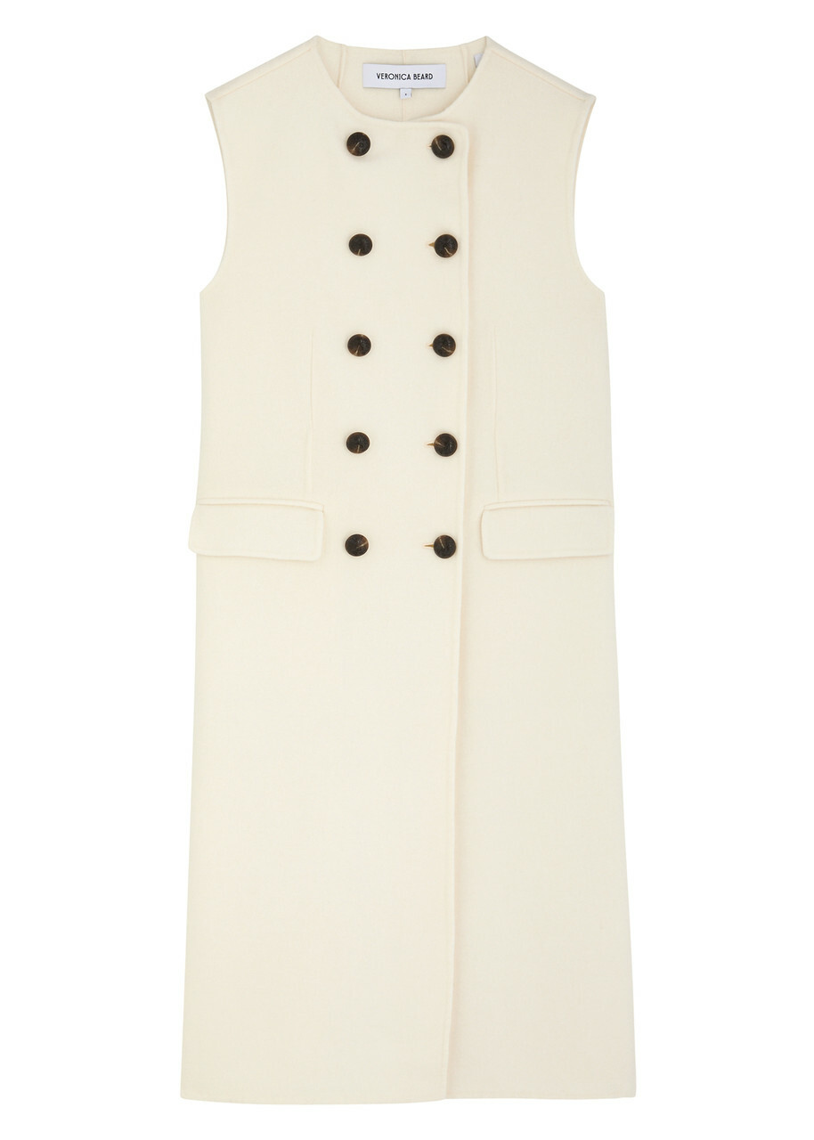 Veronica Beard Hoxton Sleeveless Wool-blend Jacket Ivory