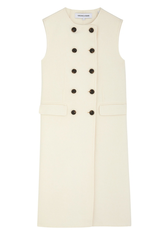 Photo: Veronica Beard Hoxton Sleeveless Wool-blend Jacket Ivory