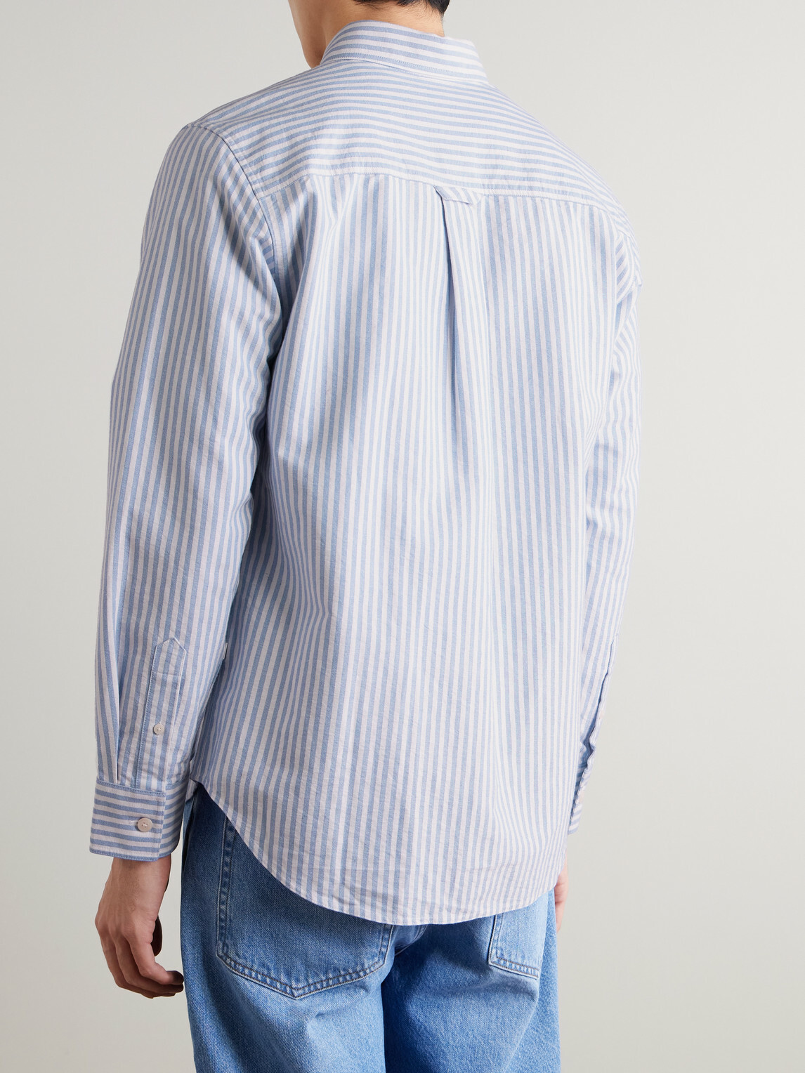 NN07 - Colby 5910 Button-Down Collar Striped Organic Cotton Oxford Shirt - Blue