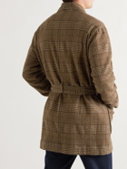 De Bonne Facture - Belted Checked Wool Cardigan - Brown