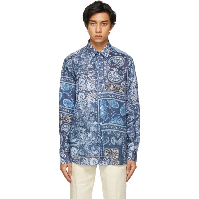 Photo: Ralph Lauren Purple Label Blue Linen Paisley Patchwork Shirt