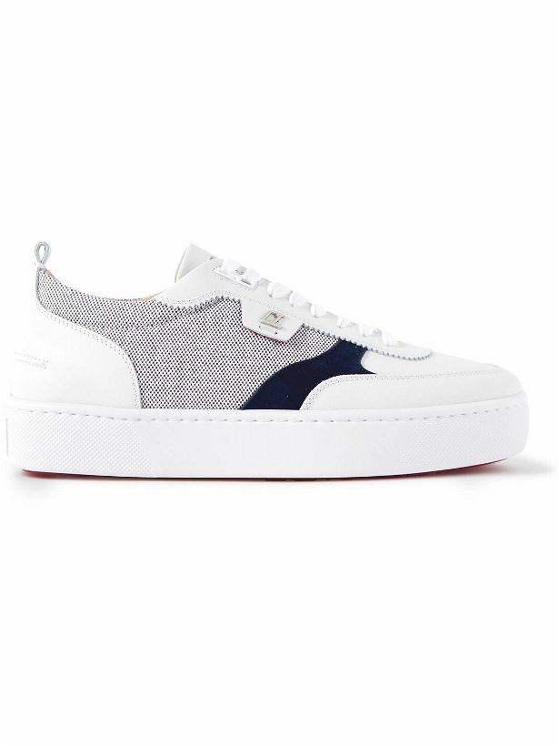 Photo: Christian Louboutin - Happyrui Suede-Trimmed Leather and Canvas Sneakers - White