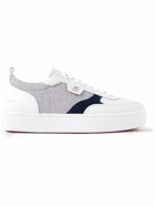 Christian Louboutin - Happyrui Suede-Trimmed Leather and Canvas Sneakers - White
