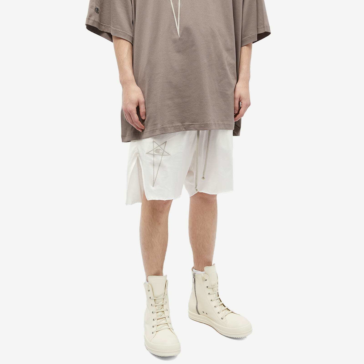 Rick Owens x Champion Beveled Pods Short in Milk Rick Owens