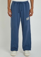 Cherry Los Angeles Usa Appliquéd Cotton Sweatpants Blue