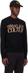 Versace Jeans Couture Black & Gold Intarsia Sweater