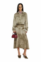 Diesel Belted midi skirt in logo-jacquard satin - Skirts Womens in Brown