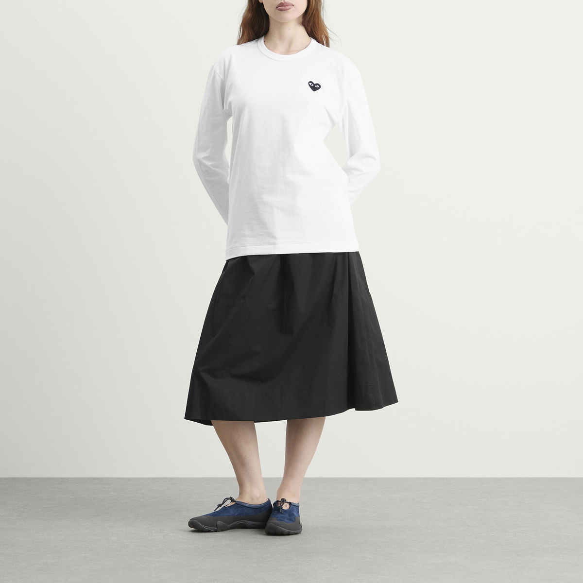 Comme des Garçons Play Black Heart Long Sleeve T-Shirt in White