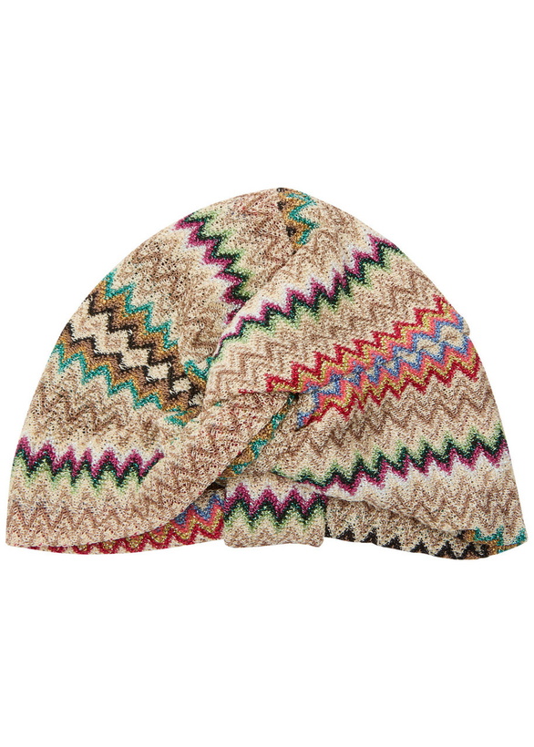 Photo: Missoni Metallic Zigzag-intarsia Knitted Head Wrap - Beige - One Size