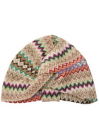Missoni Metallic Zigzag-intarsia Knitted Head Wrap - Beige - One Size