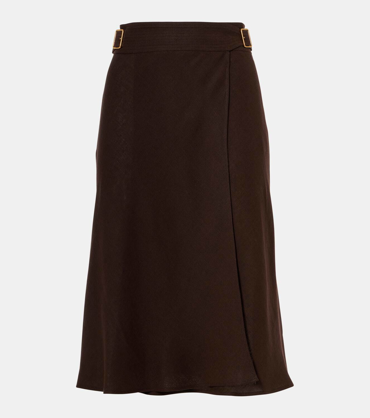 Loro Piana Irene belted linen crêpe midi skirt