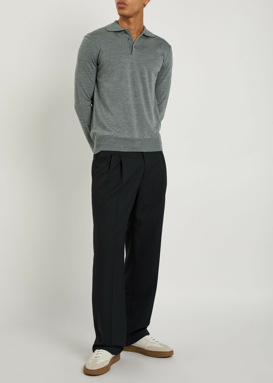 Aurélien Wool Polo Shirt Grey